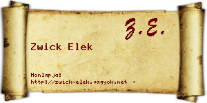 Zwick Elek névjegykártya